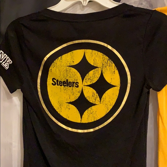 SHIPPING LABEL -re-shipment! Bundle! Victoria Secret PINK NFL Steelers Tee’s XS - Picture 7 of 8